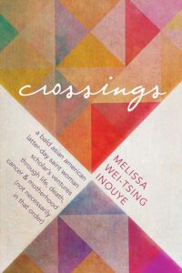 Cover of the book Crossings: A Bald Asian American Latter-day Saint Woman Scholar's Ventures Through Life, Death, Cancer, and Motherhood, by Melissa Wei-Tsing Inouye, which looks like a colorful quilt.